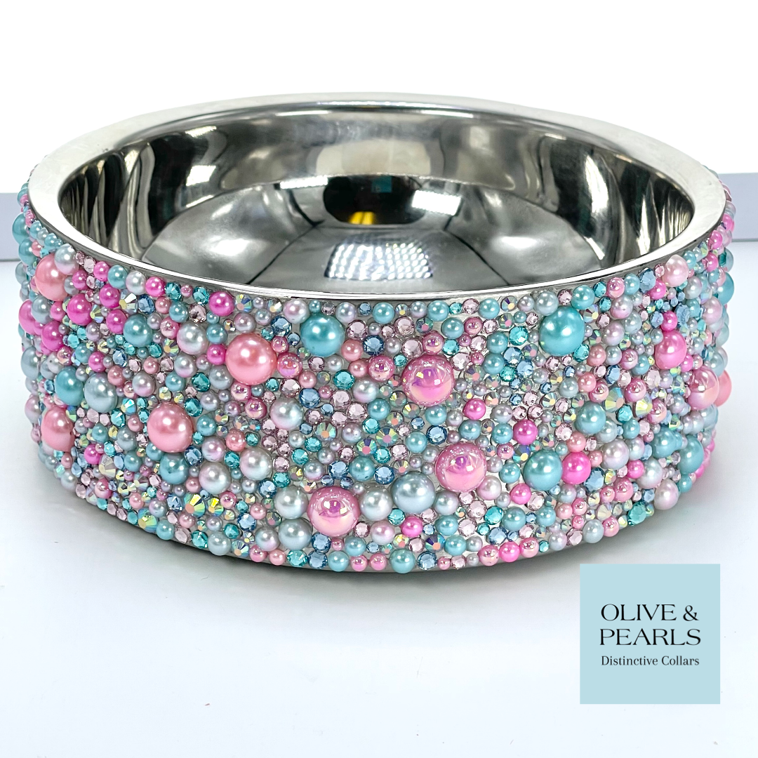 Embellished Pet Bowls – Olive & Pearls