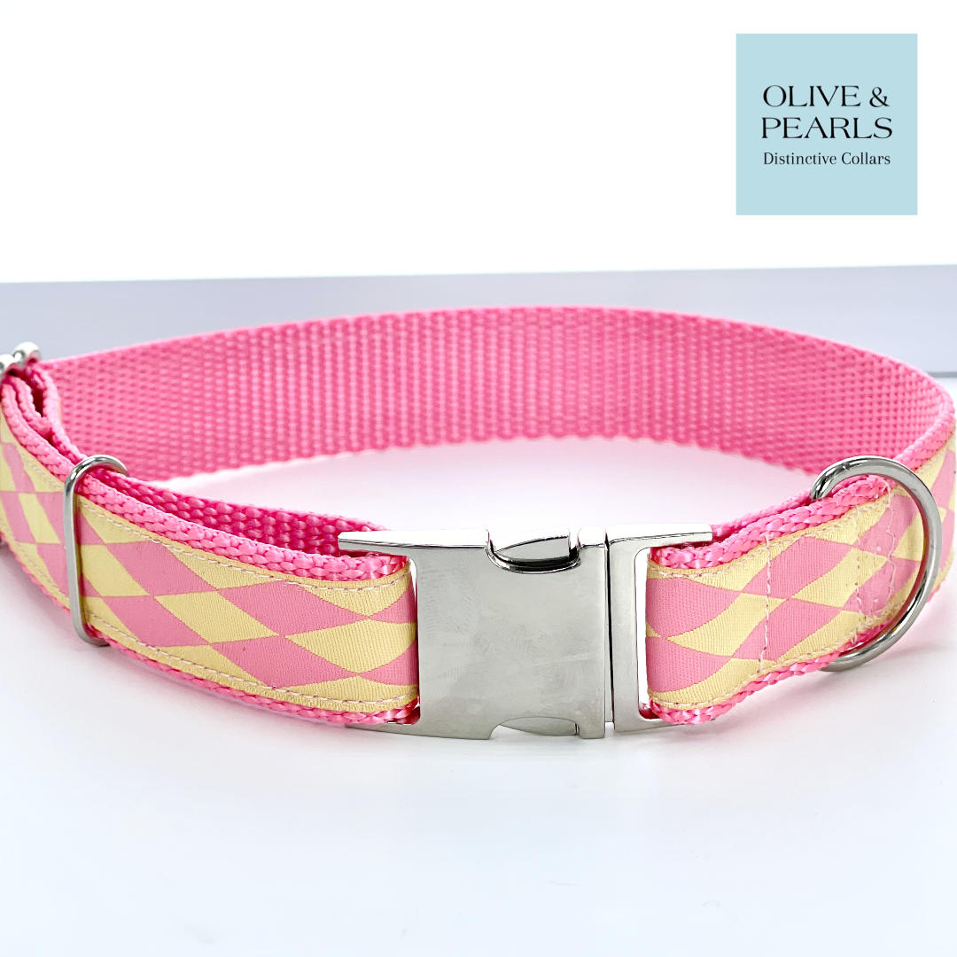 Designer Cat Collars With a Colourful Harlequin Pattern 