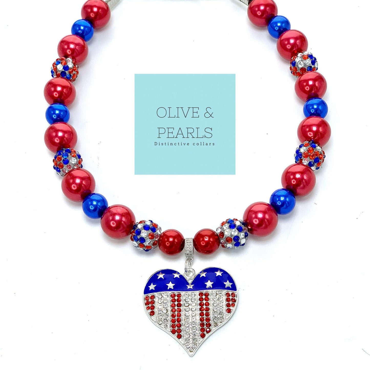 The Anna Blair Patriotic Pearl Dog Collar