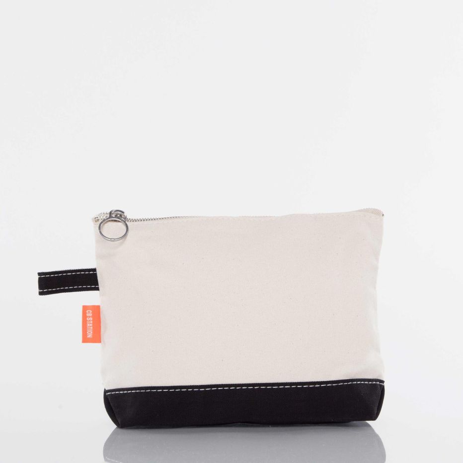 Color Trimmed Canvas Cosmetic Bag