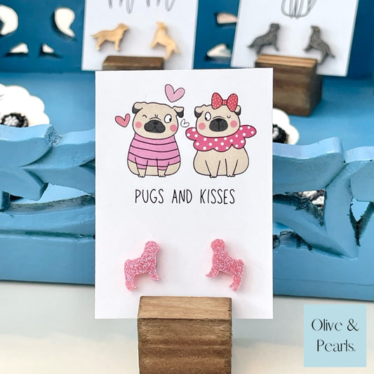 Pink Pug Earrings