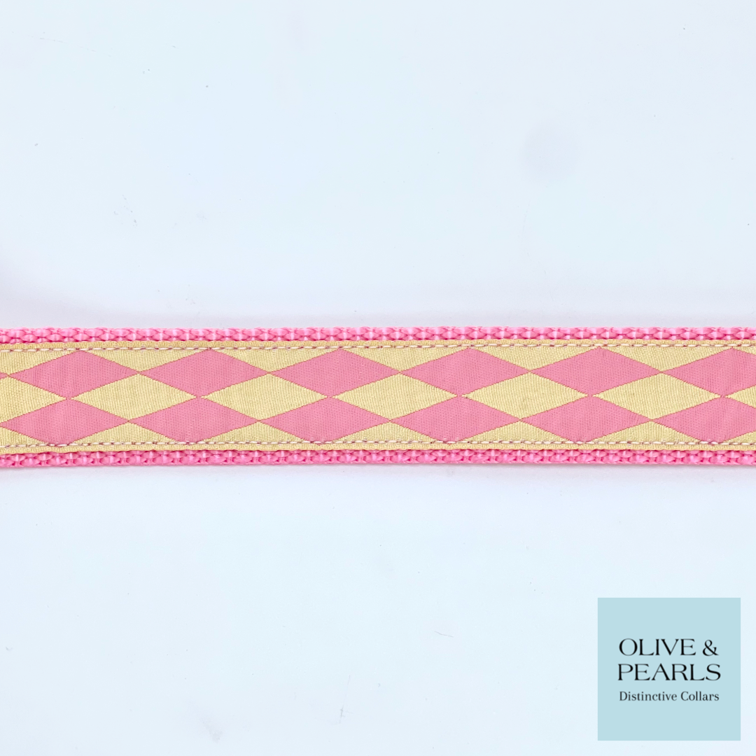 Pink Harlequin Personalized Collar